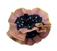 SkyPOOU Coleteros de encaje estéticos de doble capa elástica para el pelo, para bodas, fiestas, moños grandes, para uso formal, color azul marino y blanco, diámetro aproximado: 17 cm