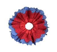 SkyPOOU Coleteros de encaje estéticos de doble capa para el pelo, para bodas, fiestas, moños grandes, elásticos para el pelo para varios atuendos, color azul rojizo