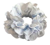 SkyPOOU Coleteros elásticos de doble capa para mujer, coleteros franceses grandes para el pelo, accesorios para el cabello de moda, color azul