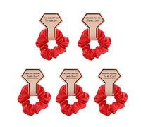 SkyPOOU Coleteros elásticos de satén para dama de honor, para despedida de soltera, boda, coletero para mujer, 5 unidades, color rojo