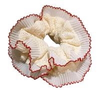 SkyPOOU Coleteros estéticos elásticos de doble capa con encaje para el pelo, para bodas, fiestas, playa, moños grandes, cinta elástica para el pelo, color rojo