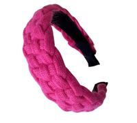 SkyPOOU Diadema ancha trenzada para mujeres y niñas, diademas de tela de color sólido, accesorios para el cabello con estilo. Fucsia. cir: aprox. 55-60 cm