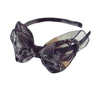 SkyPOOU Diadema de tul con lazo para mujer, elegante diadema antideslizante, tocado para bailes de máscaras, color negro, aprox. 56-58 cm