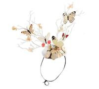 SkyPOOU Diadema vintage para niña, diseño de ramas, flores, mariposa, sombrero, horquilla para el pelo, decoración de horquilla para mujer, color beige