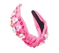 SkyPOOU Diademas anchas de moda vintage anudadas para mujer, postizo elegante para mujer, color rojo rosa, 17 x 13 cm