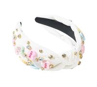 SkyPOOU Diademas anchas de moda vintage anudadas para mujer, postizo elegante para mujer, vacaciones, color blanco, 17 x 13 cm