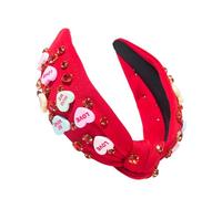 SkyPOOU Diademas anchas de moda vintage anudadas para mujer, postizo elegante para mujer, vacaciones, enrojecimiento, 17 x 13 cm
