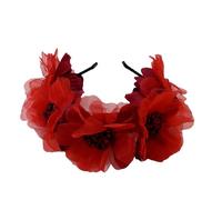 SkyPOOU Diademas de flores de margaritas para mujer, aro de pelo de imitación de rosa para uso diario y ocasiones especiales. Enrojecimiento. Aproximadamente 56-58 cm