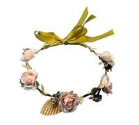 SkyPOOU Diademas de flores para mujer, coronas de flores para boda, fiesta, guirnaldas, coronas, coronas para el pelo, diademas florales. Amarillo. Aproximadamente 20 x 21 cm