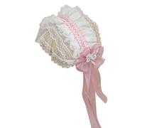 SkyPOOU Diademas de lazo con lazo, elegantes estilos Lolitas, tocado encantador para mujeres y entusiastas de la moda, color blanco fucsia, 30 cm