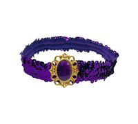 SkyPOOU Diademas de lentejuelas brillantes con diamantes de imitación, bandas elásticas para el cabello para mujeres, accesorios para el cabello, ropa de fiesta, lavanda oscura. Cir: aprox. 55-60 cm