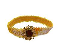 SkyPOOU Diademas de lentejuelas brillantes con diamantes de imitación, bandas elásticas para el cabello para mujeres, accesorios para el cabello, uso en fiestas, color amarillo brillante, cir: aprox.