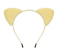 SkyPOOU Diademas de orejas de gato para Halloween, cosplay, fiestas o uso diario. Color amarillo claro. Aproximadamente 37 x 7,5 x 5 cm