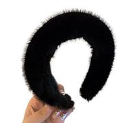 SkyPOOU Diademas de piel sintética, diadema de moda, multiusos, para yoga, deportes, para mujeres y niñas, color negro