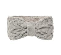 SkyPOOU Diademas de punto con forro polar para mujer, diademas elásticas con lazos, cómodas, calentadores de orejas para invierno, color gris claro