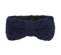 SkyPOOU Diademas de punto con forro polar para mujer, diademas elásticas con lazos, cómodas, calentadores de orejas para invierno, color azul
