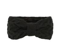 SkyPOOU Diademas de punto con forro polar para mujer, diademas elásticas con lazos, cómodas, calentadores de orejas para invierno, color negro