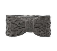 SkyPOOU Diademas de punto con forro polar para mujer, diademas elásticas con lazos, cómodas, calentadores de orejas para invierno, color gris oscuro