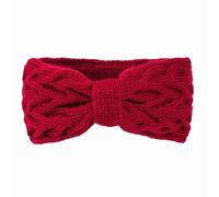 SkyPOOU Diademas de punto con forro polar para mujer, diademas elásticas con lazos, cómodas, calentadores de orejas para invierno, granate