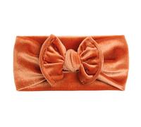 SkyPOOU Diademas elásticas de terciopelo suave con lazos para el pelo, accesorios para el cabello para bebés y niñas nacidas, color naranja