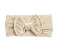 SkyPOOU Diademas elásticas de terciopelo suave con lazos para el pelo, accesorios para el cabello para bebés y niñas nacidas, color beige