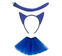 SkyPOOU Elegante diadema de orejas de gato azul, tela suave, ajustable, decoración de pelo para cosplay y moda diaria, color azul