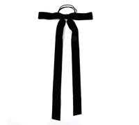 SkyPOOU Elegantes accesorios para el cabello, lazos para el pelo con borlas de cola larga, cinta para el pelo, para mujeres y niñas, color negro