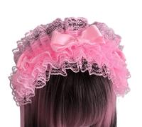 SkyPOOU Elegantes diademas de cordones con lazos, decoración sofisticada, adecuada para varios peinados, fucsia. Aproximadamente 55-60 cm