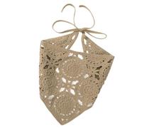 SkyPOOU Elegantes diademas de ganchillo con patrón floral para mujeres y niñas, accesorios de pelo de punto, decoración de pelo a la moda, color café