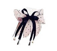 SkyPOOU Elegantes horquillas para el pelo con lazos de perlas para niñas con borlas, pasadores dulces y clip lateral para el pelo, postizos para mujeres elegantes. Fucsia