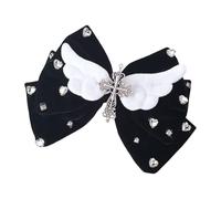 SkyPOOU Elegantes lazos de alas con diamantes de imitación, accesorios para el cabello, estilo vintage, adornos para el pelo, para fiestas, color negro