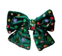 SkyPOOU Elegantes lazos de Navidad para el pelo, estilo festivo, pasadores para el pelo, aspecto moderno para mujeres elegantes. Verde. Aproximadamente 26 x 15 cm