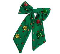 SkyPOOU Elegantes lazos de Navidad para el pelo, estilo festivo, pasadores para el pelo, aspecto moderno para mujeres elegantes. Verde. Aproximadamente 26 x 15 cm