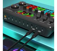 SkyPOOU F999 - Tarjeta de sonido en vivo para estudios de grabación KTV en casa y actuaciones en vivo, sonido USB