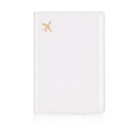 SkyPOOU Funda de piel sintética para pasaporte, cartera, tarjetero, viaje, novia, novio, boda, regalo, tarjetas, organizador de pasaporte, para hombre, White