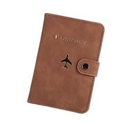 SkyPOOU Funda de piel sintética para pasaporte, funda protectora para tarjetas, organizador para bodas, parejas, viajes, viajes, pasaporte, cartera, Brown