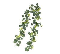 SkyPOOU Guirnalda de eucaliptos de imitación de 180 cm, con 60 flores brillantes para diseños interiores elegantes, guirnaldas de celebración de festivales