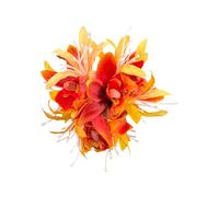SkyPOOU Horquilla artificial para el pelo de flores para mujeres y niñas, accesorio para el cabello, pasador floral para bodas y fiestas, color rojo amarillo
