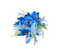 SkyPOOU Horquilla artificial para el pelo de flores para mujeres y niñas, accesorio para el cabello, pasador floral para bodas y fiestas, color azul