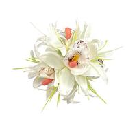 SkyPOOU Horquilla artificial para el pelo de flores para mujeres y niñas, accesorio para el cabello, pasador floral para bodas y fiestas, color blanco