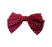 SkyPOOU Horquilla de novia con perlas y lazo para niñas, lazo de balletcore para desfiles, bailes, accesorios para el cabello, accesorios para el cabello, accesorios para el escenario. Enrojecimiento,