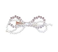 SkyPOOU Horquilla para el pelo con cuentas de mariposa y lazos, elegante horquilla ajustable para mujeres y niñas, color blanco, aproximadamente 4 cm