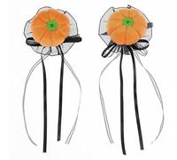 SkyPOOU Horquilla para el pelo de calabaza para mujeres y niñas, con cinta de encaje lateral, pasadores para el pelo para fiestas de celebración, color naranja, aprox. 33 x 12 cm