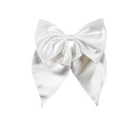 SkyPOOU Horquilla para novia con perlas y lazo para niñas, lazo de balletcore para desfiles, bailes, accesorios para el cabello, accesorios para el cabello, accesorios para el escenario, color blanco,