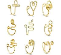 SkyPOOU Juego de manguitos de nariz sin perforación, anillos falsos para mujer, anillos falsos para la nariz, talla única, como se describe, como se describe