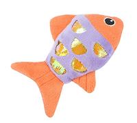 SkyPOOU Juguete de masticación relleno seguro para mejorar el estado de ánimo para formas de peces lindos, regalo con sonajero de papel gatito para gatos de interior