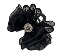 SkyPOOU Lazos elegantes pinzas para el pelo, estilo vintage, accesorio para el cabello, lunares, mallas para mujeres y niñas, color negro, 10 cm