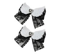 SkyPOOU Lazos para el pelo de balletcore con forma de corazón, con clip plano, elegantes lazos para el pelo para racimos, 2 negros, aproximadamente 7,5 x 6 cm