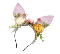 SkyPOOU Lovely Bunnies - Diademas elásticas para el pelo de conejo de felpa de Navidad para fiestas y cosplay, color fucsia. 55-60 cm