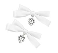 SkyPOOU Pasadores para el pelo, lazos de balletcore, lazos planos, elegantes lazos para el pelo, color blanco, aproximadamente 4 x 11 cm